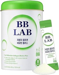 BB LAB Low Molecular Collagen Biotin Plus, Powder Stick Supplement, Marine Collagen, Fish Collagen, Biotin, Vitamin C, Hyaluronic Acid, 17 Probiotics, Fast Absorption, Shine Muscat Flavor - 30Ct