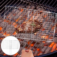 Metal Bold Rectangular Grill Tongs - Outdoor Camping Barbecue Net - Durable Heat Resistance - Portab