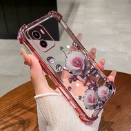 Case for VIVO Y15S Y15A Y10 4G Y01 phone case pink flower bud four corner silicone TPU transparent s