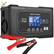 Battery Charger 12/24V Fully Automatic Adjustable Current Lithium LiFePO4 Lead-Acid Battery Trickle 