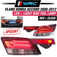 Vland Honda Accord 2008-2012 Led + Light Bar Tail Lamp (Red + Clear)