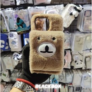 C16 Fluffy Bear Face Phone Case Cover Casing IP 14 Pro Max / IP 15 Pro Max / IP 16 / IP 16 Pro / IP 