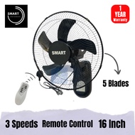 SMART REMOTE WALL FAN 16” 5 BLADES WALL FAN / KIPAS DINDING 16”