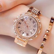 女錶 女式機械錶 手錶 瑞士瑪莎莉正品牌女士手表大表盤防水潮鋼帶滿天星手表女奢華滿鉆  露天市集  全台最大的網路購物市
