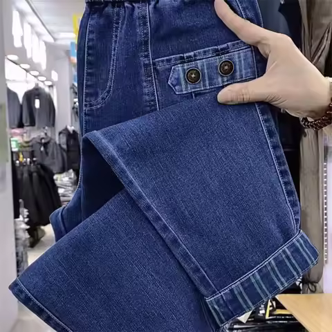 New Spring Autumn Elastic Waist Jeans Women's Loose Haren Denim Pants Female Casual Korean Comfortab