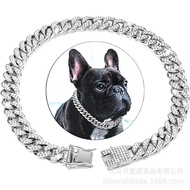 Dog Chain Dog Collar Lock Gold Silver Dog Chain Pet Dog Collar Necklace Full Diamond Cuban Chain2025