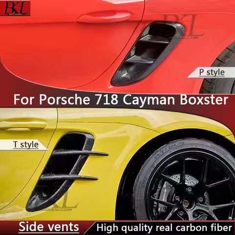 For Porsche 718 Cayman Boxster Dry Carbon Fiber 2PC Set Auto Fender Side Air Vent Side wind knife Ou