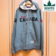 Roots🇨🇦CANADA字樣楓葉🍁限量絕版灰花內刷毛連帽外套L號大尺碼經典灰色roots磨毛長袖大碼加大尺碼運動男裝 ROOTS 73 SF CANADA FZ HOODY