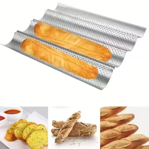 New Nonstick Baguette Baking Tray 2/4 Grooves Bakeware Baguette Mold Baking Tool Waves French Bread 