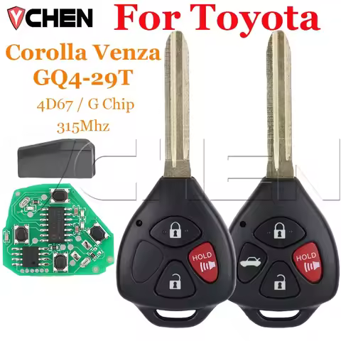 GQ4-29T Car Key Fob 315Mhz For Toyota Corolla Venza 2010 2011 2012 2013 2014 2015 Transponder 4D67 G