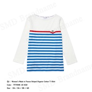Lacoste เสื้อยืดคอกลมแขนยาว รุ่น Women’s Made In France Striped Organic Cotton T-shirt Code: TF7098