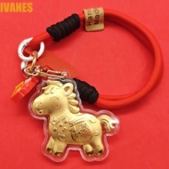 IVANES Gold Pony Keychain Accessories, Cute Year of Horse Golden Horse Accessories, Ornament Mascot 