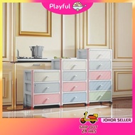 【PLAYFUL】 Plastic Storage Drawer Cabinet with Wheel - Transparent / Plastic Drawer / Storage Cabinet