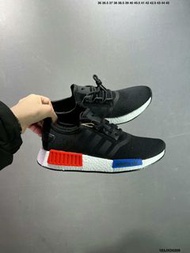 全新🌸 Adidas Boost NMD R1藍紅運動鞋 舒適減震跑步鞋 男女同款 黑色