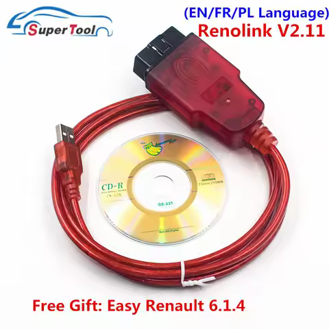 Renolink V2.11 For Renault OBDII ECU Key Programmer Reno Link 1.99 USB Diagnostic Interface Cable Fo