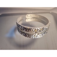 999 Silver Bangle - Floral Design