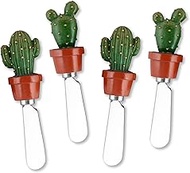 UPware 4-Piece Cactus Hand Painted Resin Handle with Stainless Steel Blade Cheese Spreader/Butter Sp