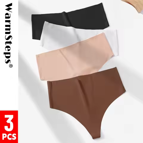 WarmSteps 3Pcs/Set Women's Seamless Panties Thongs Comfort High Rise Underwear for Woman High Rise X