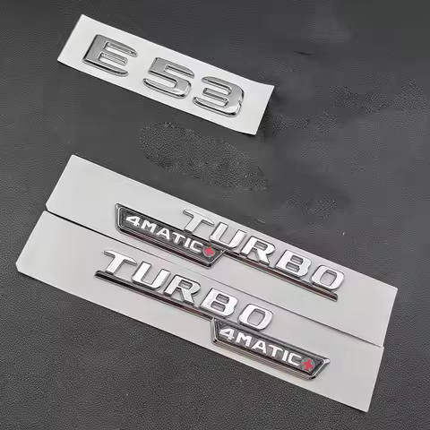 3D ABS Chrome E53 Logo Letters TURBO 4MATIC Badge Car Sticker Trunk Emblem Decal For Mercedes Benz A