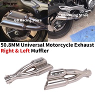 51mm Universal Motorcycle Exhaust Muffler Dual Escape Moto Right Left Slip for BMW f800gs f700gs z90