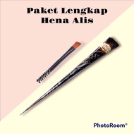 NEW !!! PAKET LENGKAP HENNA ALIS & KUAS MINI - HENNA ALIS COKLAT - HENNA ALIS HITAM - TATO ALIS 1 PA