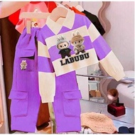 Latest girls' suits, girls' suits with pumpkin motif, long sleeves, cargo pants, 1-12 years old kids