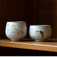 Cat Ru Kiln Tea Cup Kung Fu Tea Set Tea Cup Cat Tea Cup