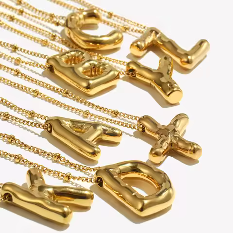 E.B.belle Party Balloon Letter Pendant Necklace Waterproof Silver Color 316L Stainless Steel Decorat