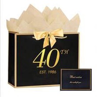 18/30/40/50/60/70/80th Birthday Commemorative Gift Bag, Includes Card And Tissue Paper, Unisex; Eleg