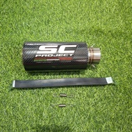 SC PROJECT Racing Exhaust Stainless Carbon Vixion R15 SatriaFU Byson