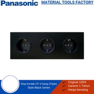 Stop Kontak Triple CP Panasonic Hitam Style Series  WESJP11233B  - Stop Kontak Listrik Triple panaso
