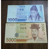 Korea 1000 Won & 5000 Won banknote