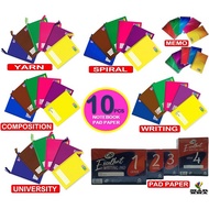 NOTEBOOK AND PAD PAPER (WRITING/YARN/SPIRAL/)- 10PCS