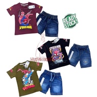 T-Shirt Kanak-Kanak Lelaki Set Lengan Pendek & Seluar Jeans Murah/ Baju Jalan/ Boy T-Shirt Set Short