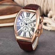 Frank Muller yy Retro Barrel Shape Wristwatch Elegant Classy Workplace Style Quartz Movement Fashion Casual Watch