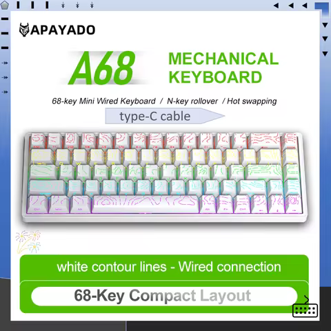 APAYADO A68 mechanical keyboard,68-key mini wired,N-key rollover,hot swapping,RGB backlight,type-C c