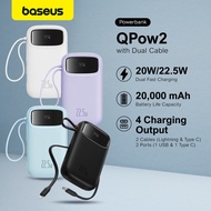 Baseus Qpow2 Power Bank 20000mAh 10000mAh PD 22.5W 20W Built in Dual-Cable and Digital Display