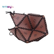 PU Leather D20 Dice Bag Polyhedral Dice Pouch for , Game, DND Dice Bag, Brown