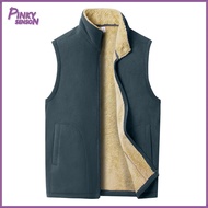 Yoewre Solid Color Men Vest Jacket Men Waistcoat Mens Winter Sleeveless Jacket with Fleece Lining Wa