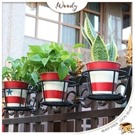 【Woody】 Balcony Iron Metal Flower Pot Basket Hanger Plant Flower Pot Rack Window Hanging