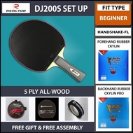 Reactor RKT DJ200S Table Tennis All Wood Blade with Ckylin Pro Rubber Set Up Racket Handshake-FL