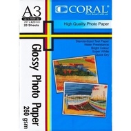 CORAL GLOSSY PHOTO PAPER A3 260 GSM