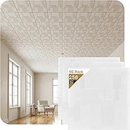 A la Maison Ceilings R187 Vectors Foam Glue-up Ceiling Tile (256 sq. ft./Case), Pack of 96, Plain Wh