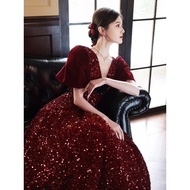 Niche Wine Elegant Red Bridal Gown for Formal Events - AG8U