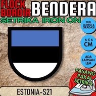 ] IRON-ON Flock Emblem Badge Patch Embroidered National Flag - ESTONIA [S01] Shield Shield List Outl