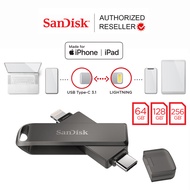 SanDisk iXpand Flash Drive Luxe 64GB 128GB 256GB 2 in 1 Lightning and USB-C (SDIX70N-256G-GN6NE) OTG