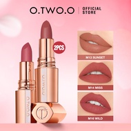 O.TWO.O 2Pcs Misty Kiss Lock Color Matte Lipstick/Gincu Matte Warna Kunci 24H Lasting Non-stick Cups