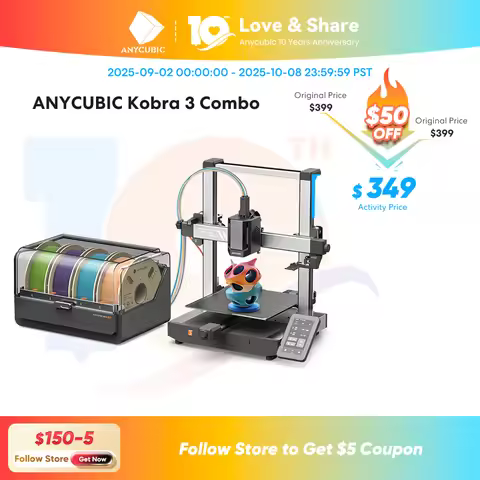 ANYCUBIC Kobra 3 Combo AE Version FDM Print in 4 to 8 Color 3D Printer With Max 600mm/s Printing Spe