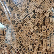 Alphabet Dice Beads Brown Dice Alphabet Beads/