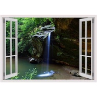 Waterfall Stream by Fake 3D Window | print on canvas | Ready to frame (synthetic, Rolled) | 34"x24" 
